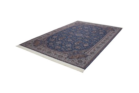 Blauw klassiek vloerkleed, karpet en tapijt Bagir
