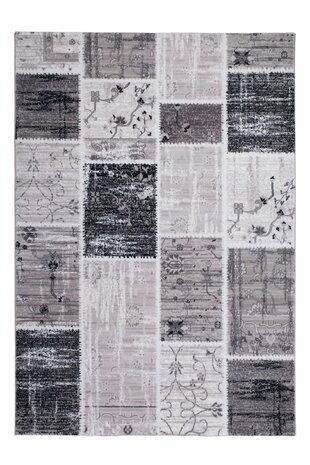 Patchwork exclusief vloerkleed of karpet Agila Grijs