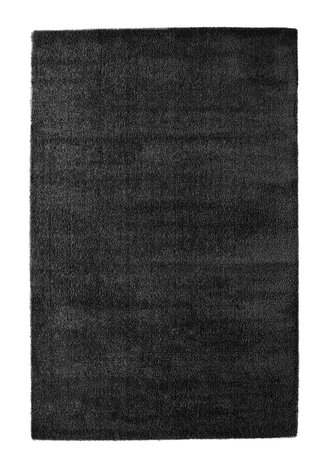 Zwart hoogpolig vloerkleed of tapijt Nias 1200